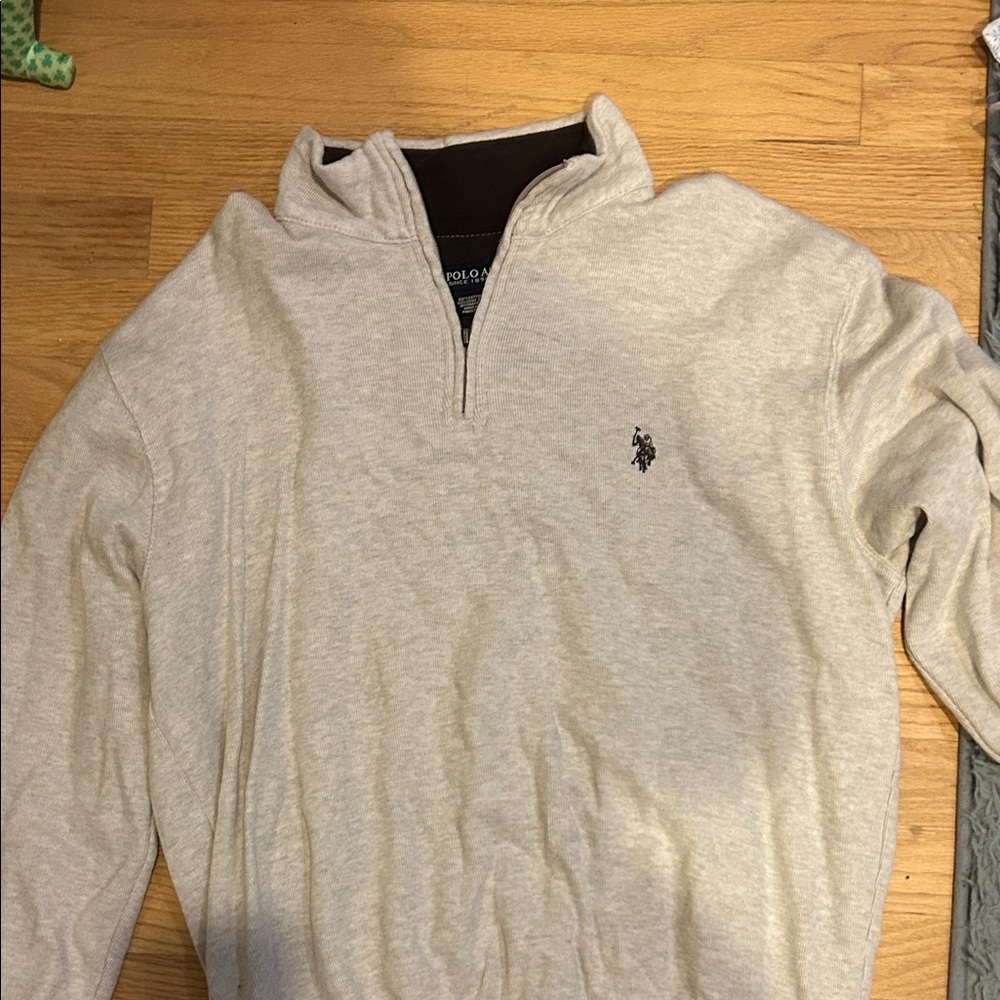 Polo by Ralph Lauren Men's Light Gray Zip-Up Sweater